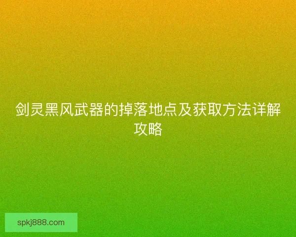 剑灵黑风武器的掉落地点及获取方法详解攻略